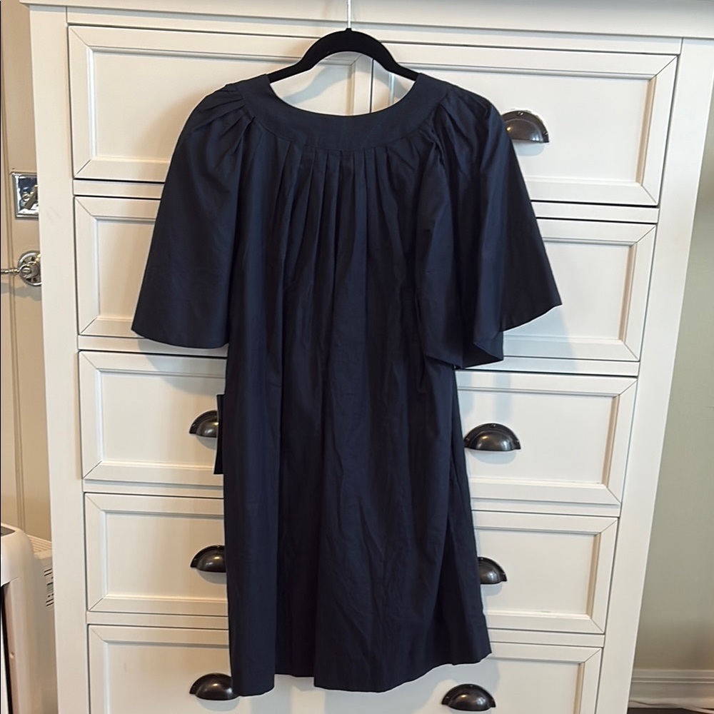 NWT Navy Blue Pomander Place Finley Flutter Sleeve Dress M - Picture 2 of 4